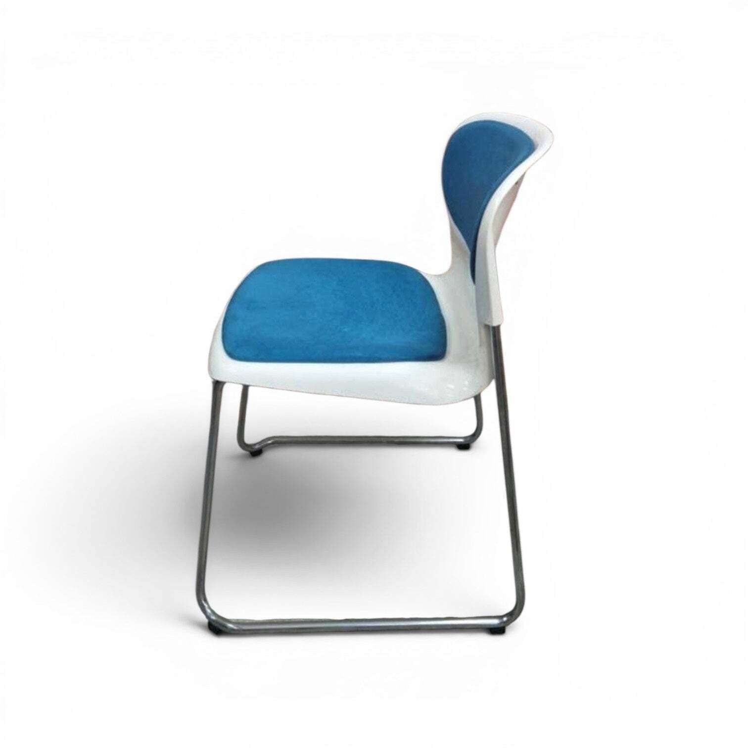 20 X Gerd Lange West German Chrome Sm 400 Swing Chairs / Blue Upholstery / 1990s photo buy
