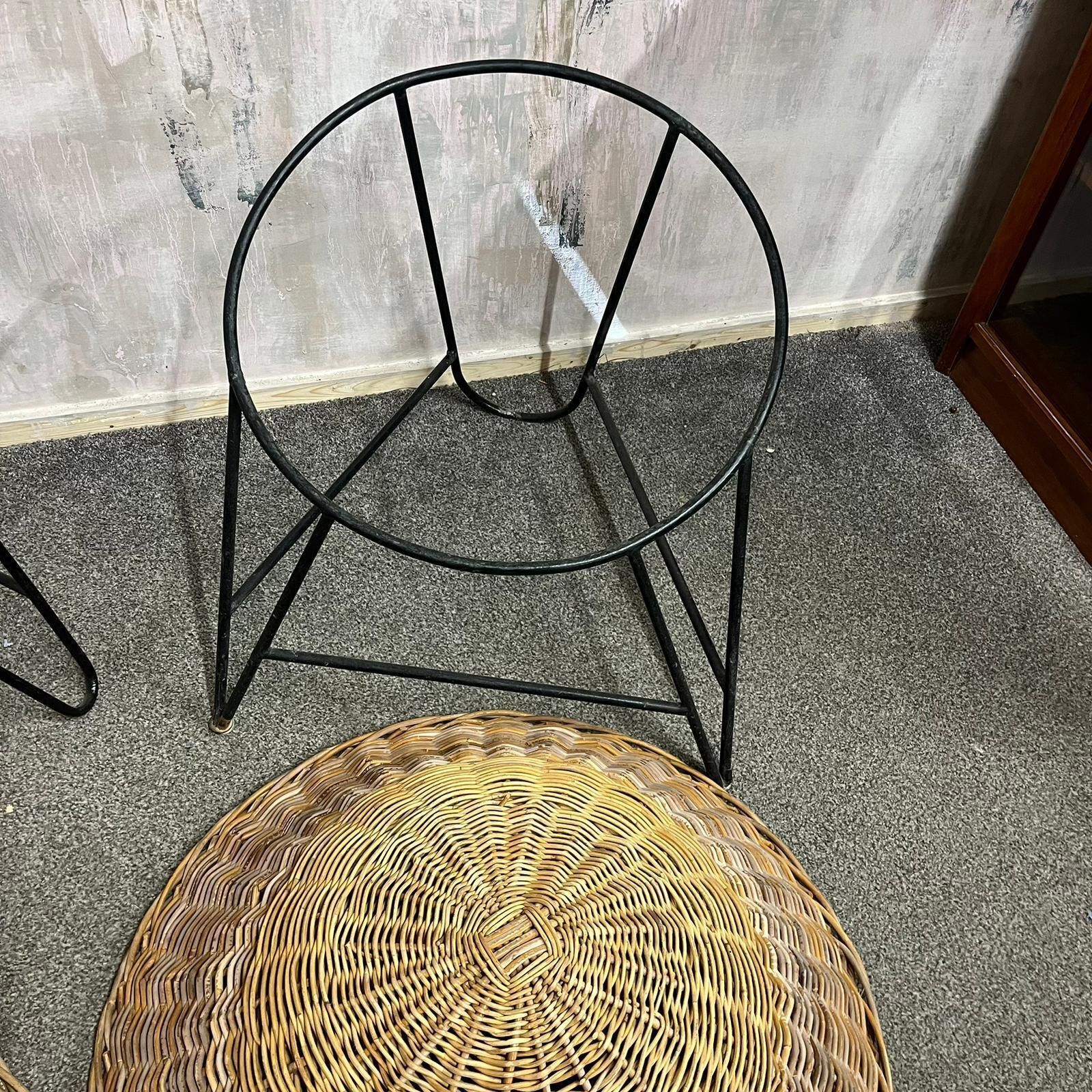 photo furniture Near Pair Mcm Bamboo Tub Chairs Black Metalwork Frames Style Of Roberto Mango