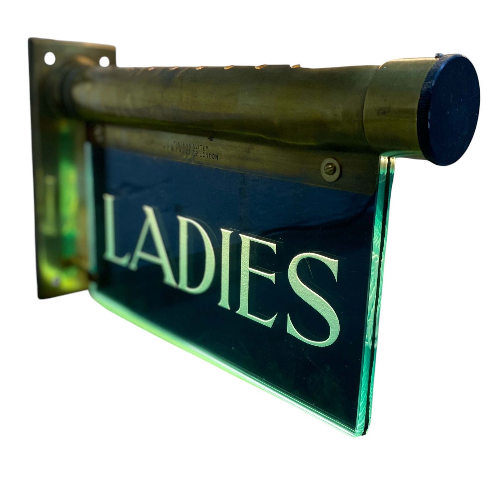 Antique "Internalite" Illuminated Brass Glass 'Ladies' Wall Sign 1930s photo Home Decor