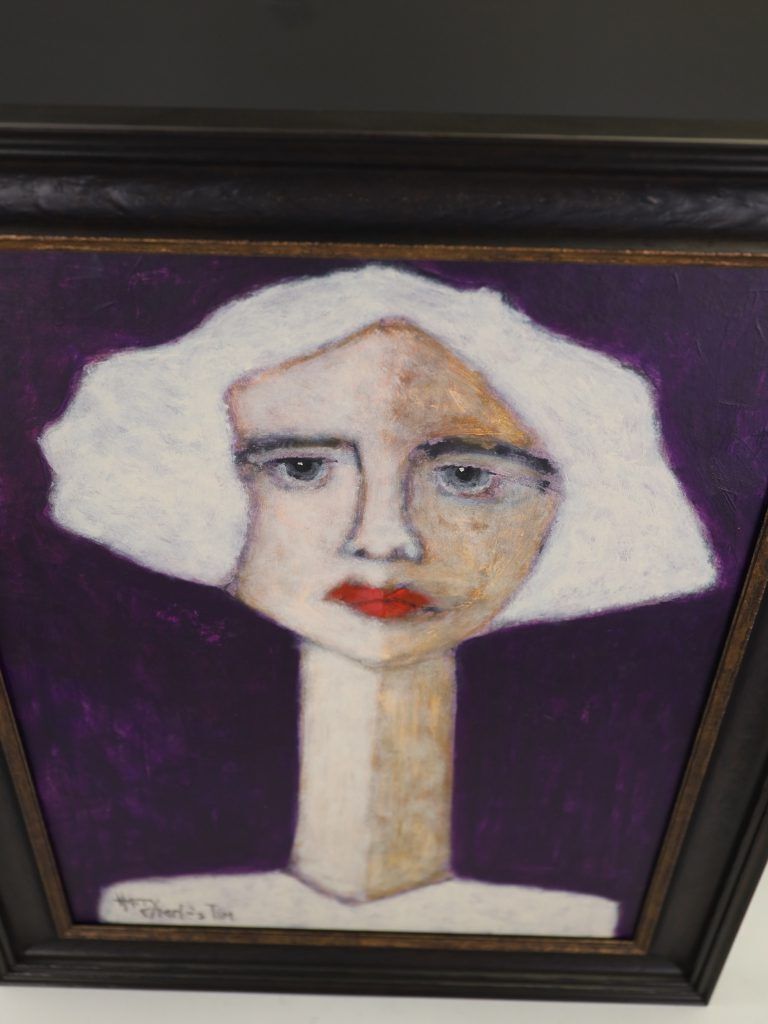 Art Harry Charles Tim Neo Expressionist Painting ‘Kate At The Show’ From The 'Longhead' Series, 2026 photo
