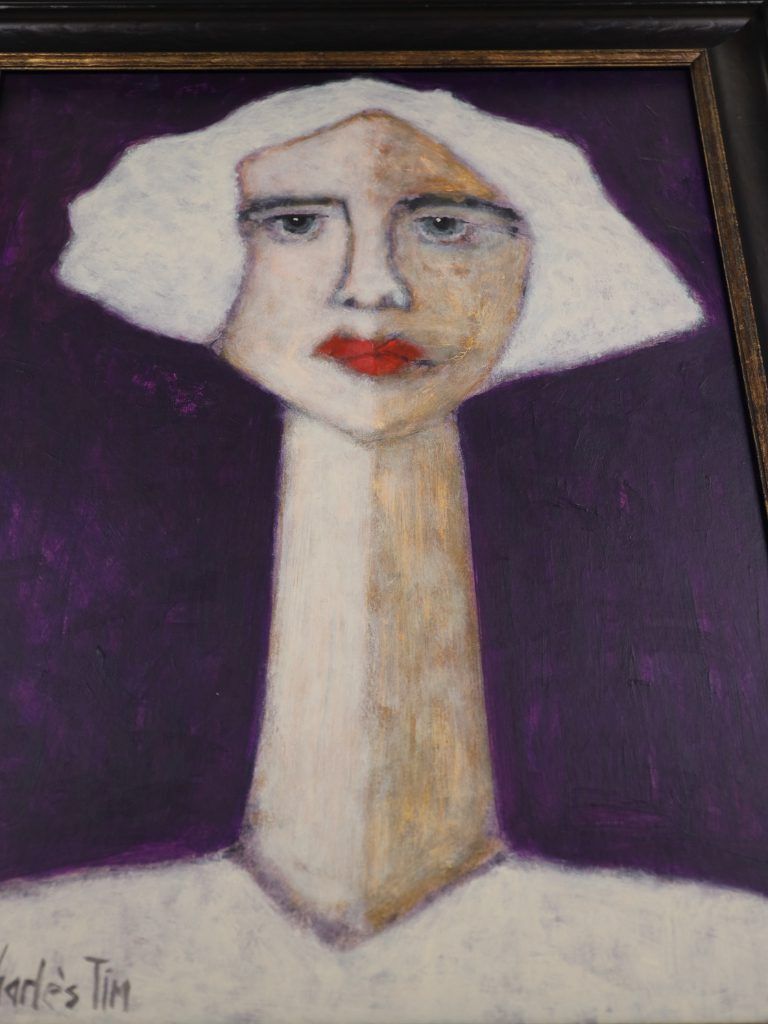 3500.0 Harry Charles Tim Neo Expressionist Painting ‘Kate At The Show’ From The 'Longhead' Series, 2026 photo