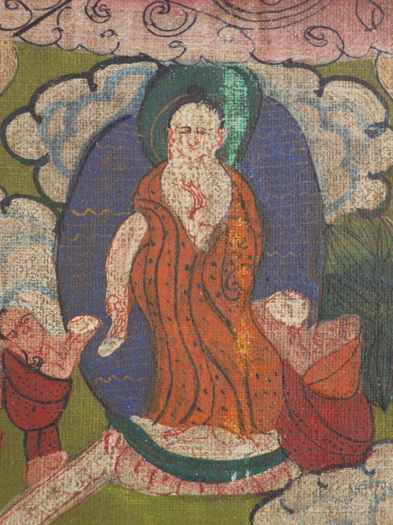 photo for sale Large Antique Tibetan Buddhist Mandala Thangka Painting On Canvas, Framed