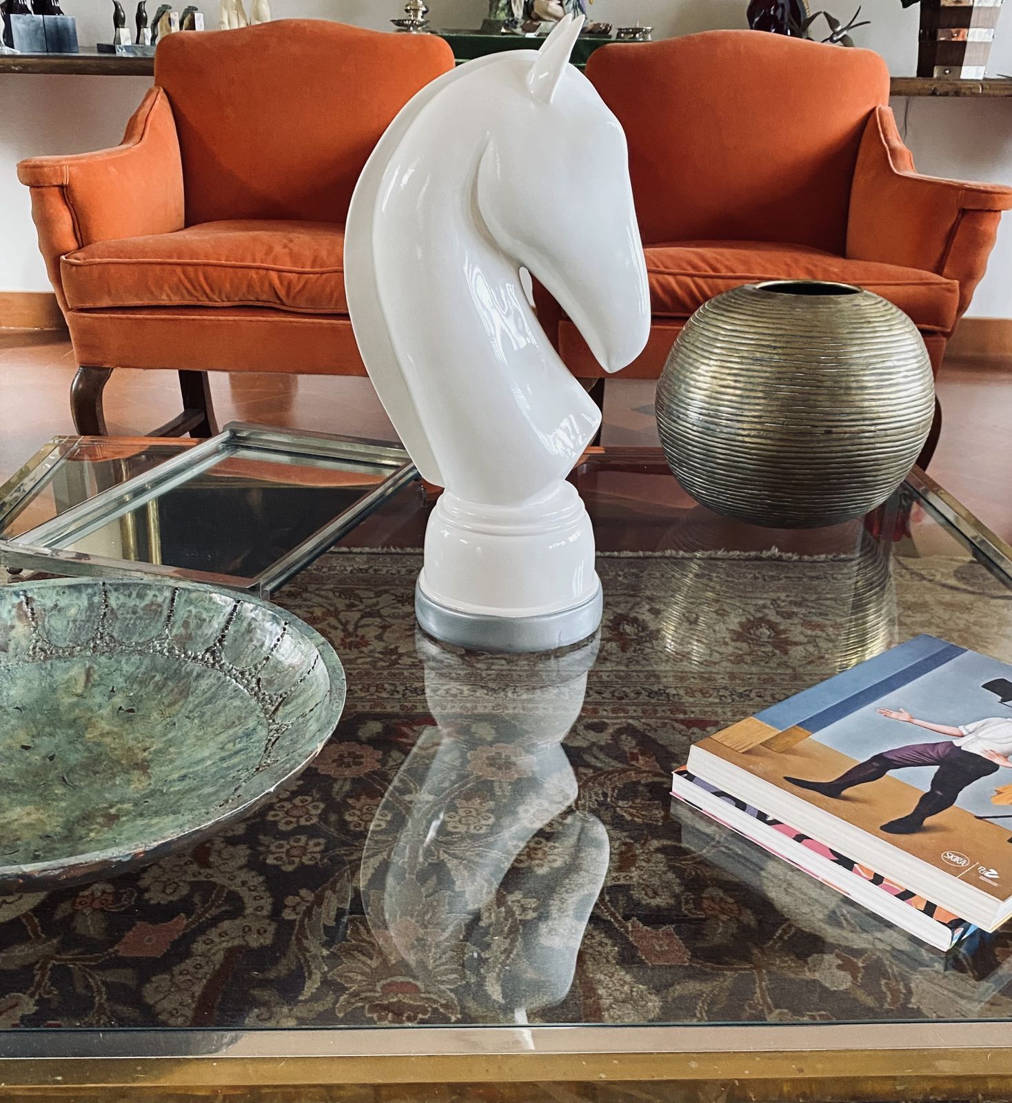 White Resin Chess Horse Sculpture, Italy 1970s photo buy