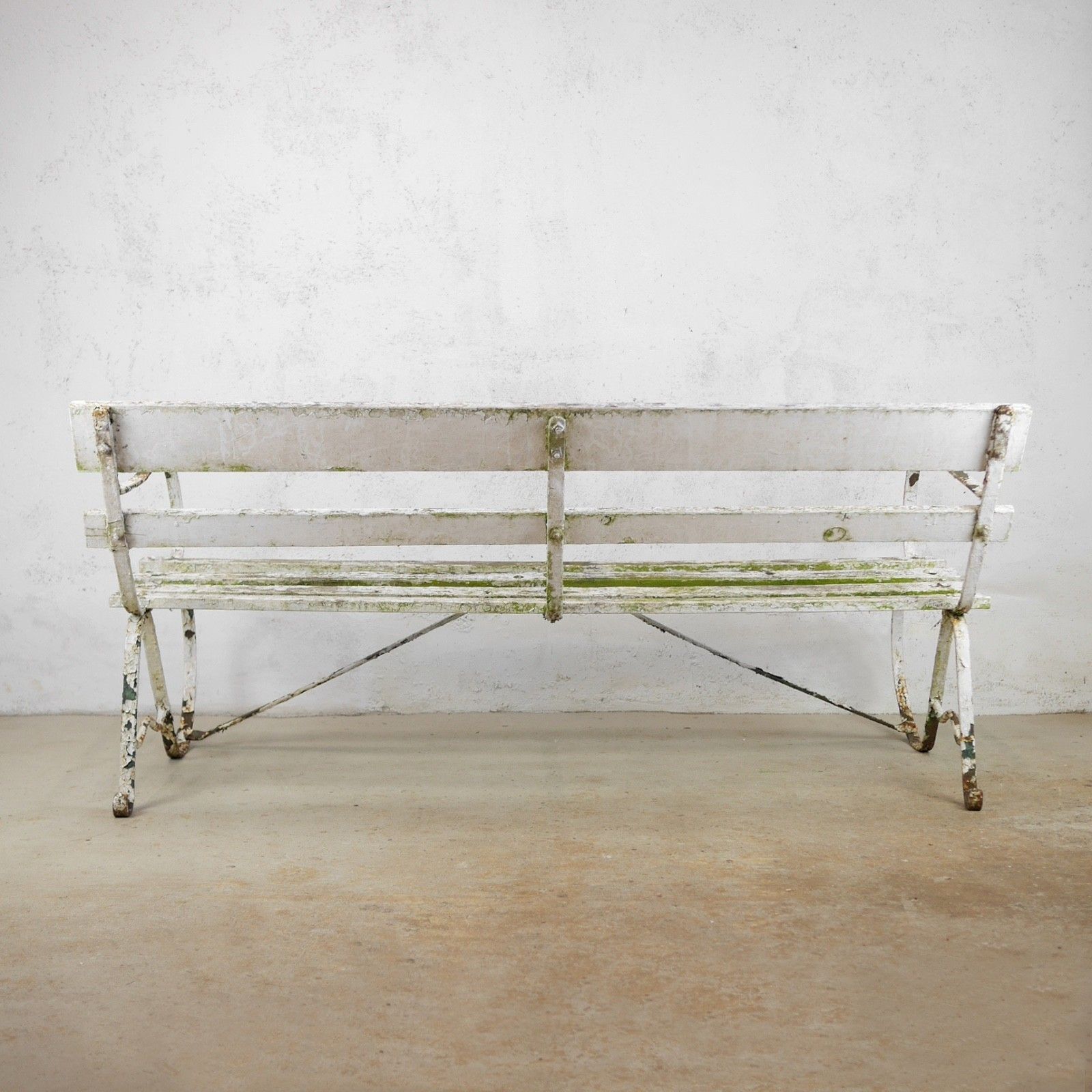 Antique Victorian Wrought Strap Iron Weathered Garden Bench #103203 photo buy