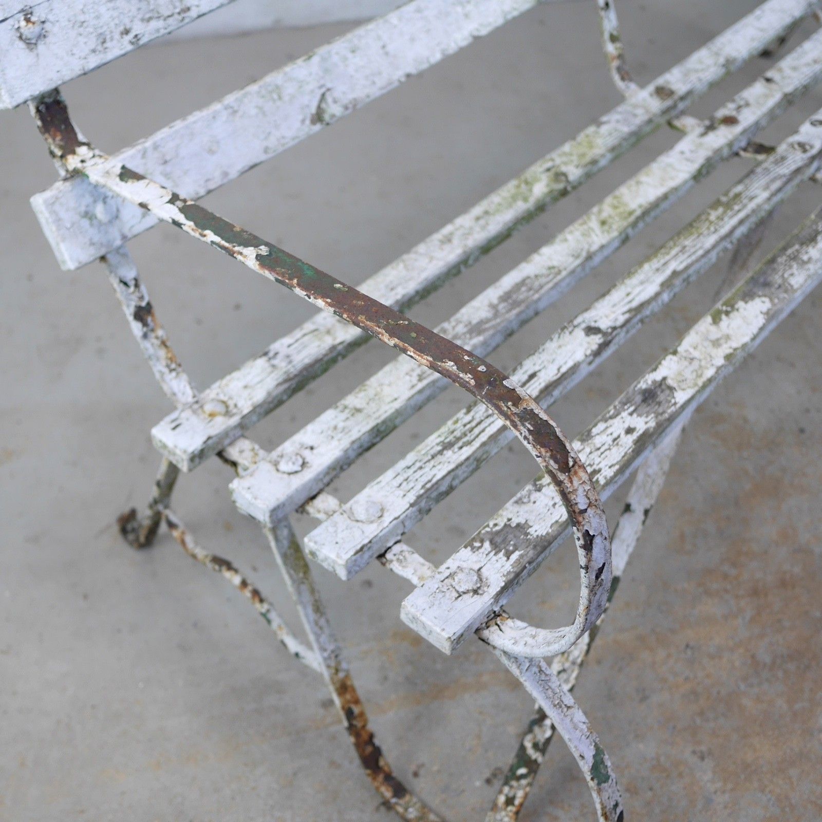 Garden Furniture Antique Victorian Wrought Strap Iron Weathered Garden Bench #103203 photo