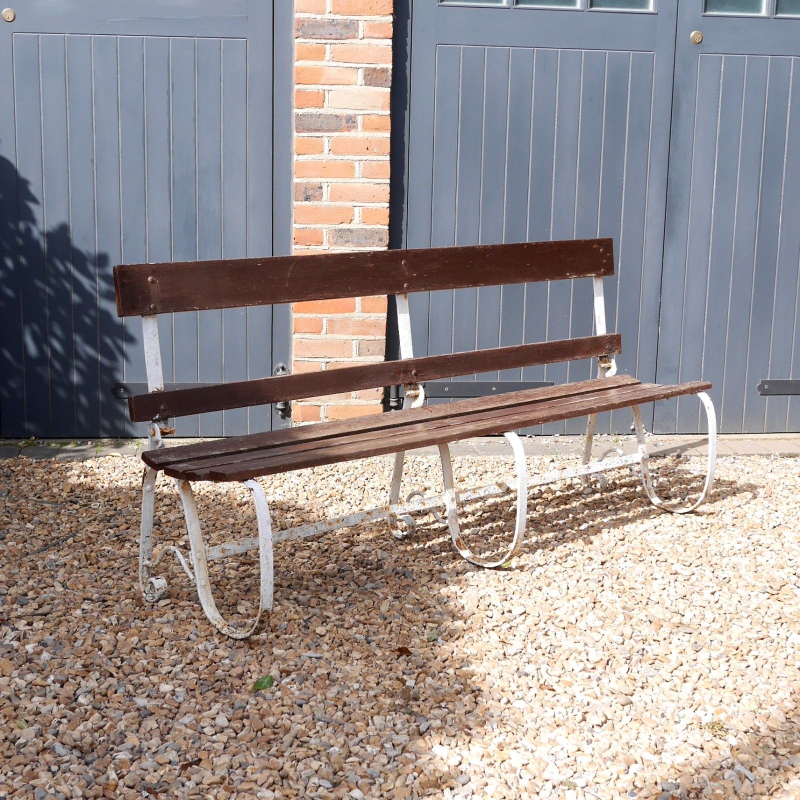 Antique Wrought Strap Iron Weathered Garden Bench Folding #103207 photo 720.0