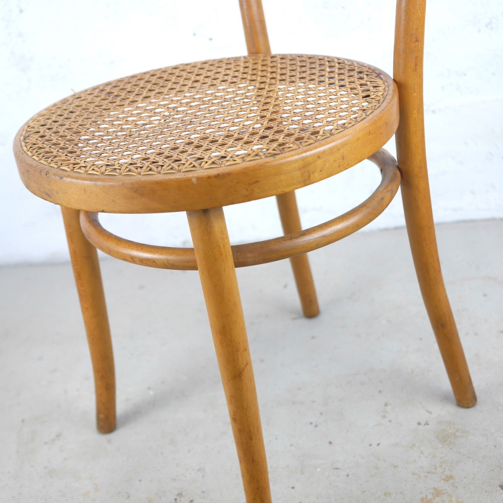 Vintage Dinette Bentwood Caned Rattan Bistro Chair Thonet Style #103200 photo vintage