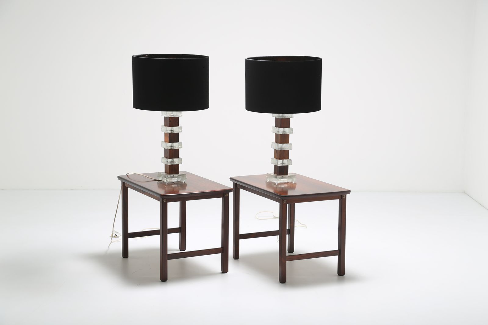 Furniture Vintage Pair Of Danish Highly Figured Rosewood Side / Lamp Tables, 1960s. photo