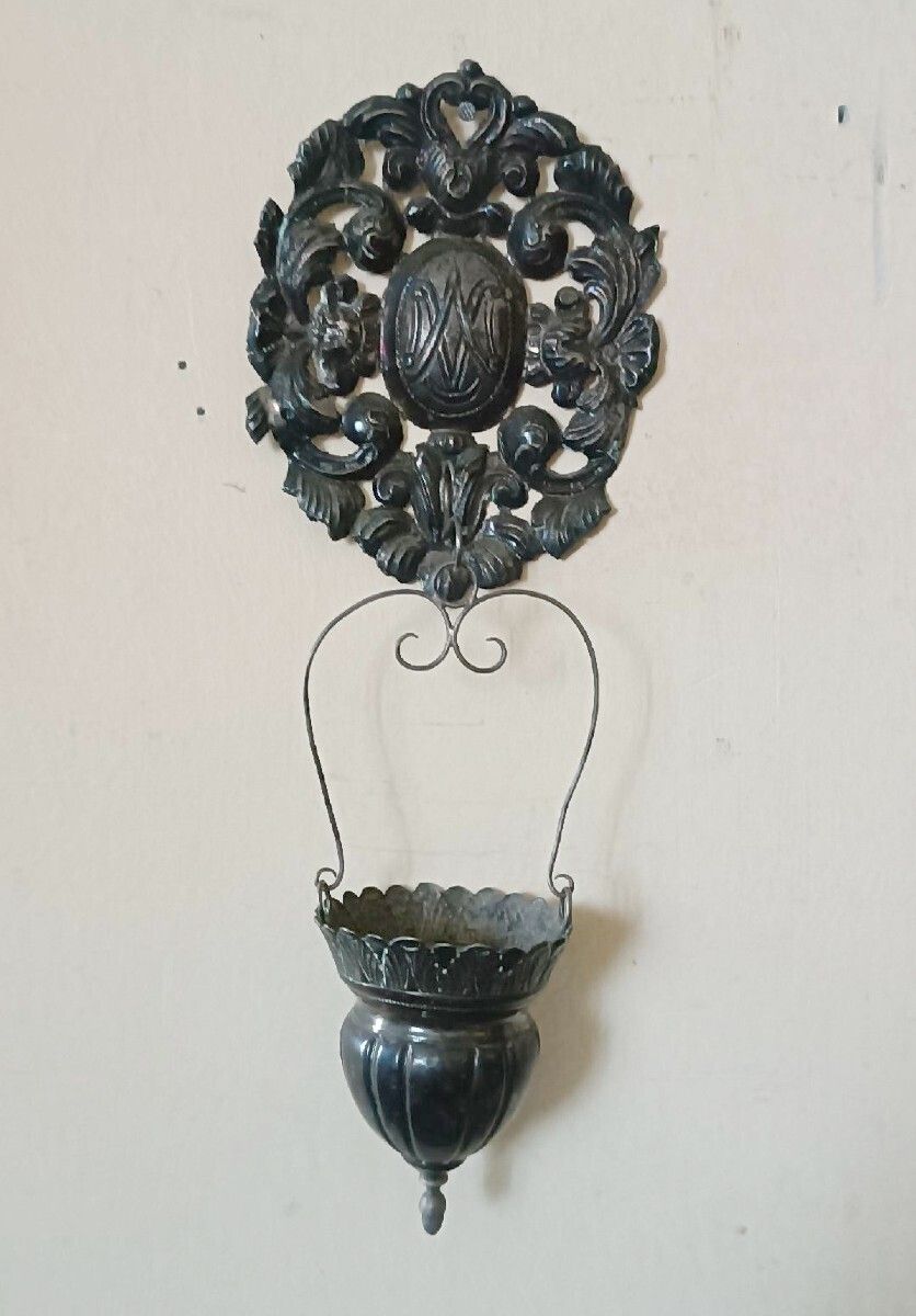 19th Century Italian Craftsmanship. Silver Holy Water Font With Removable Basin.