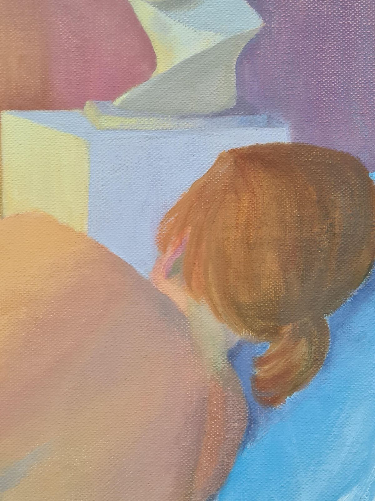Surrealist Colourful Female Nude Painting, Oil On Canvas, After De Chirico photo furniture