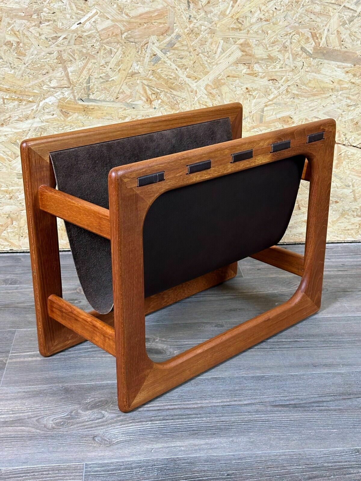 60s 70s Newspaper Holder Newspaper Stands R Aksel Kjersgaard Made Of Teak & Leather photo furniture