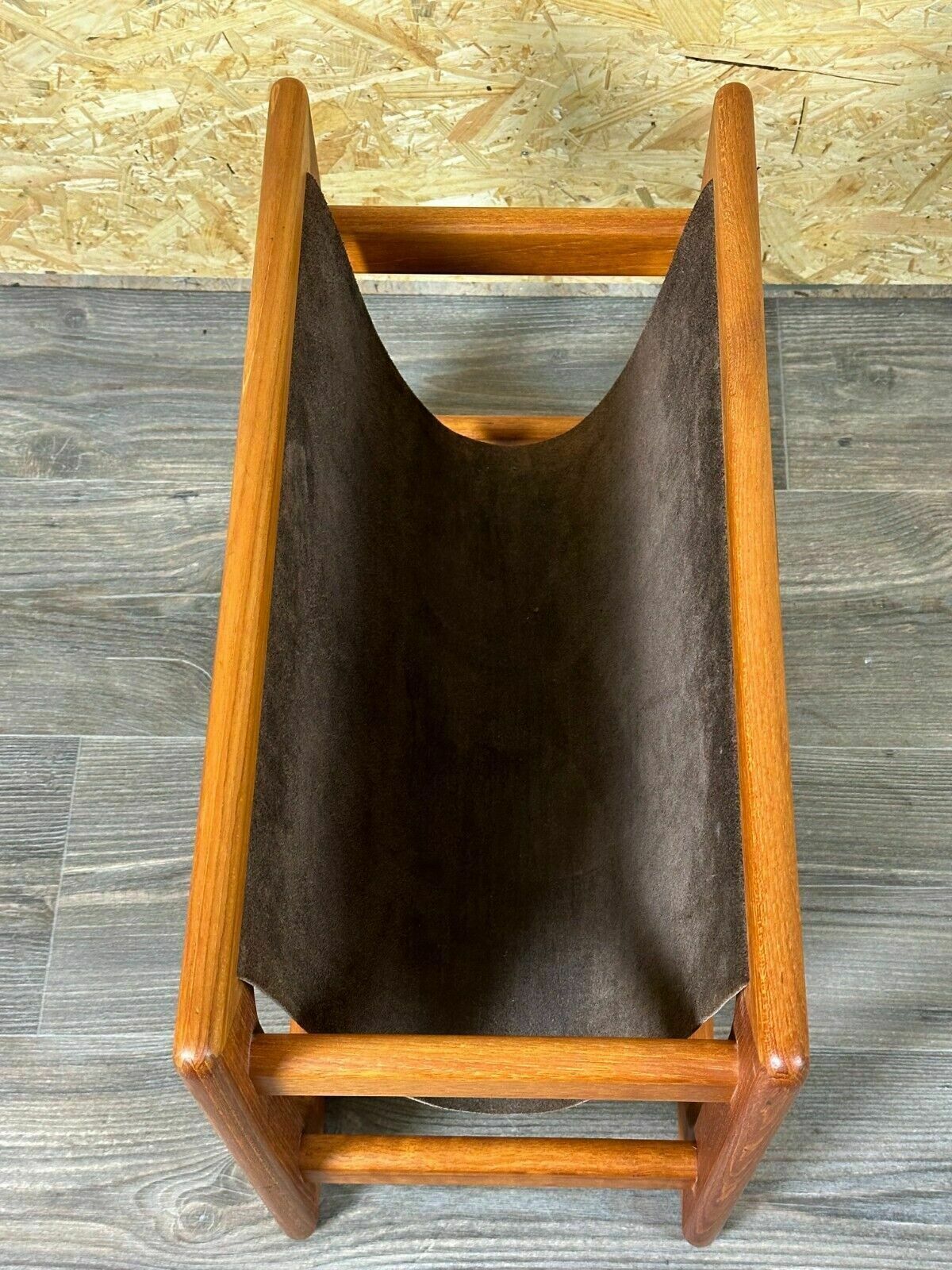 60s 70s Newspaper Holder Newspaper Stands R Aksel Kjersgaard Made Of Teak & Leather photo vintage