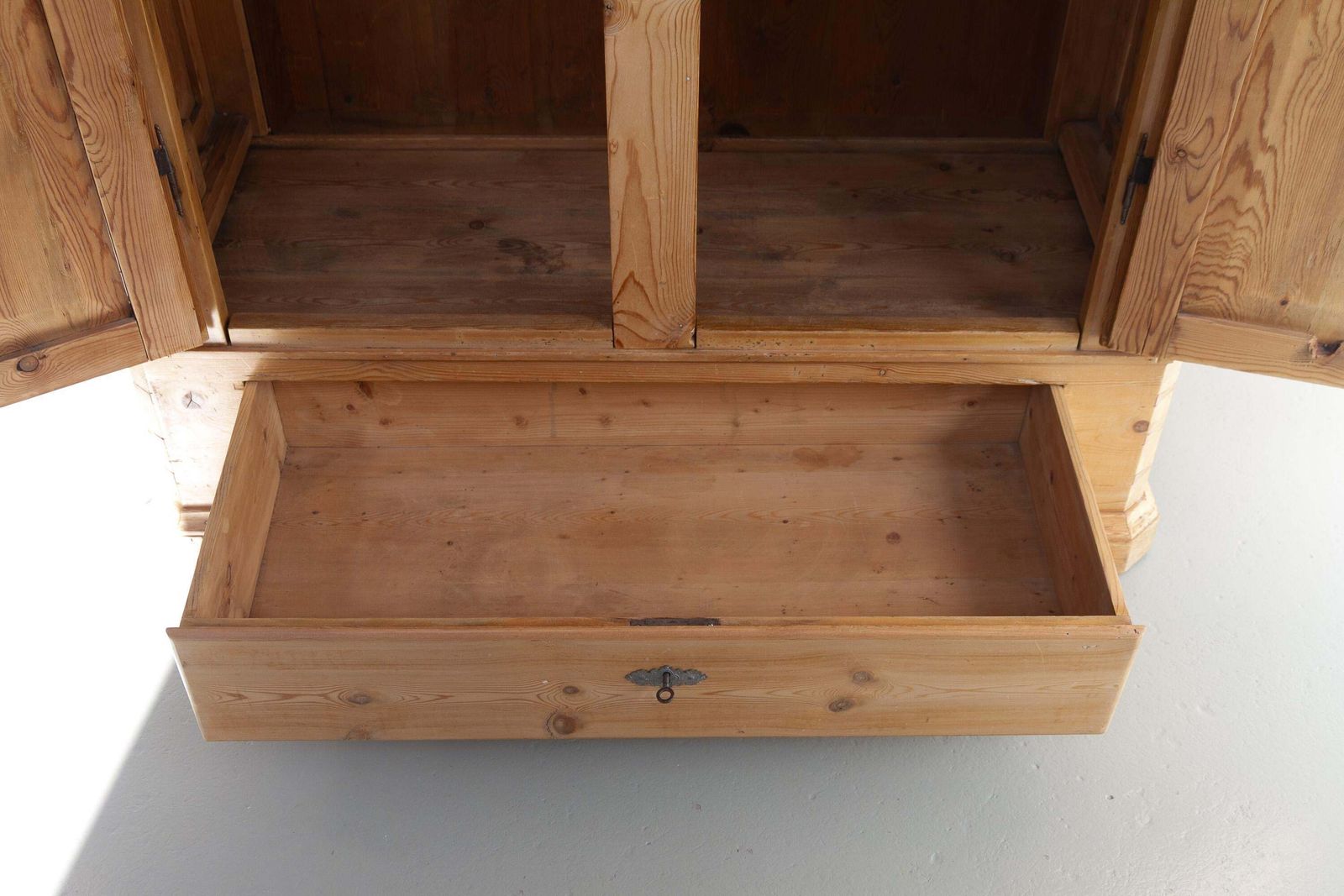 photo for sale Antique Danish Farmhouse Pine Wardrobe, 1880s.