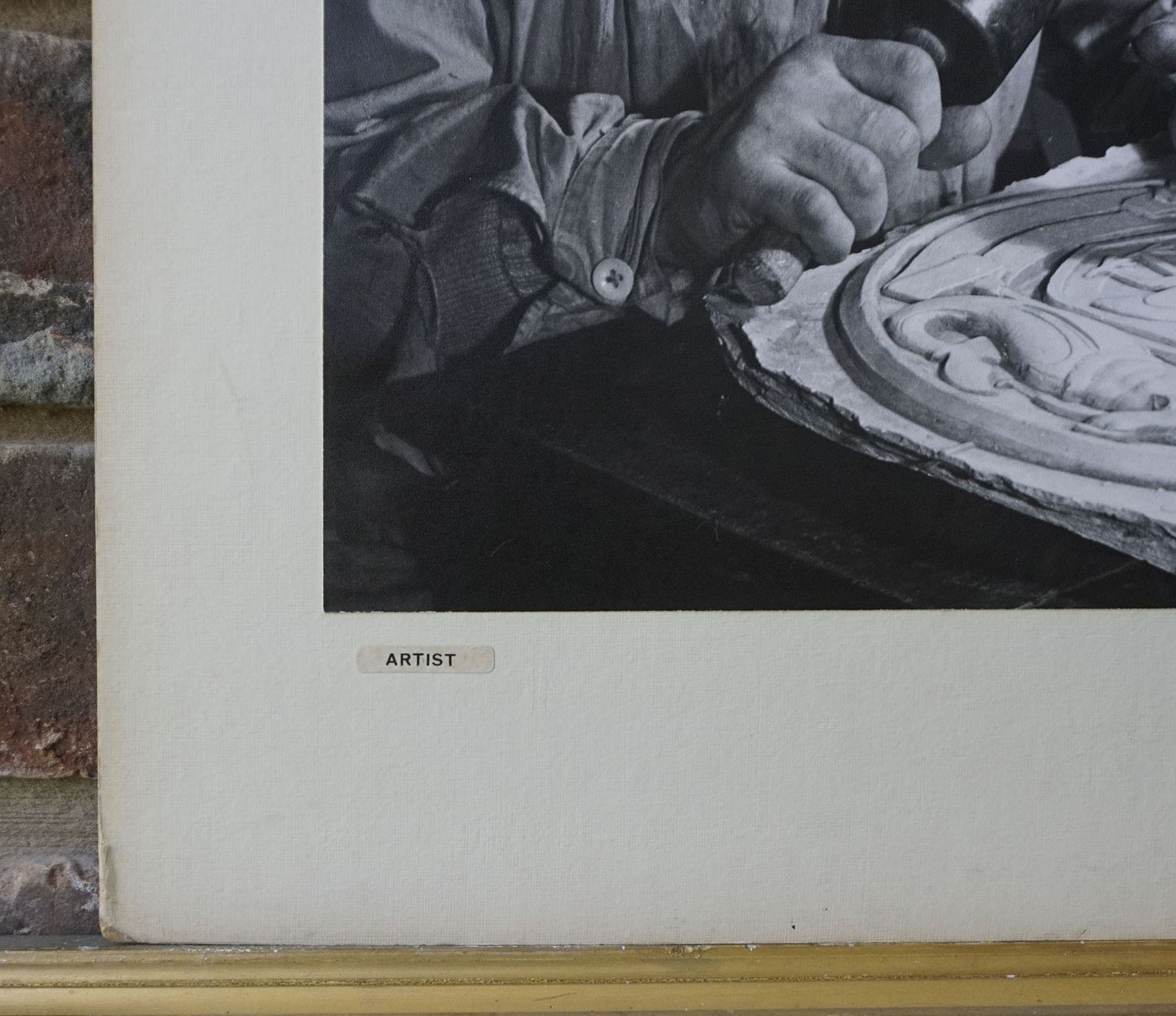 1968 Large Black & White Photograph 'Artist' Portrait With Original Exhibition Label Signed & Dated Fine Art Print photo vinterior
