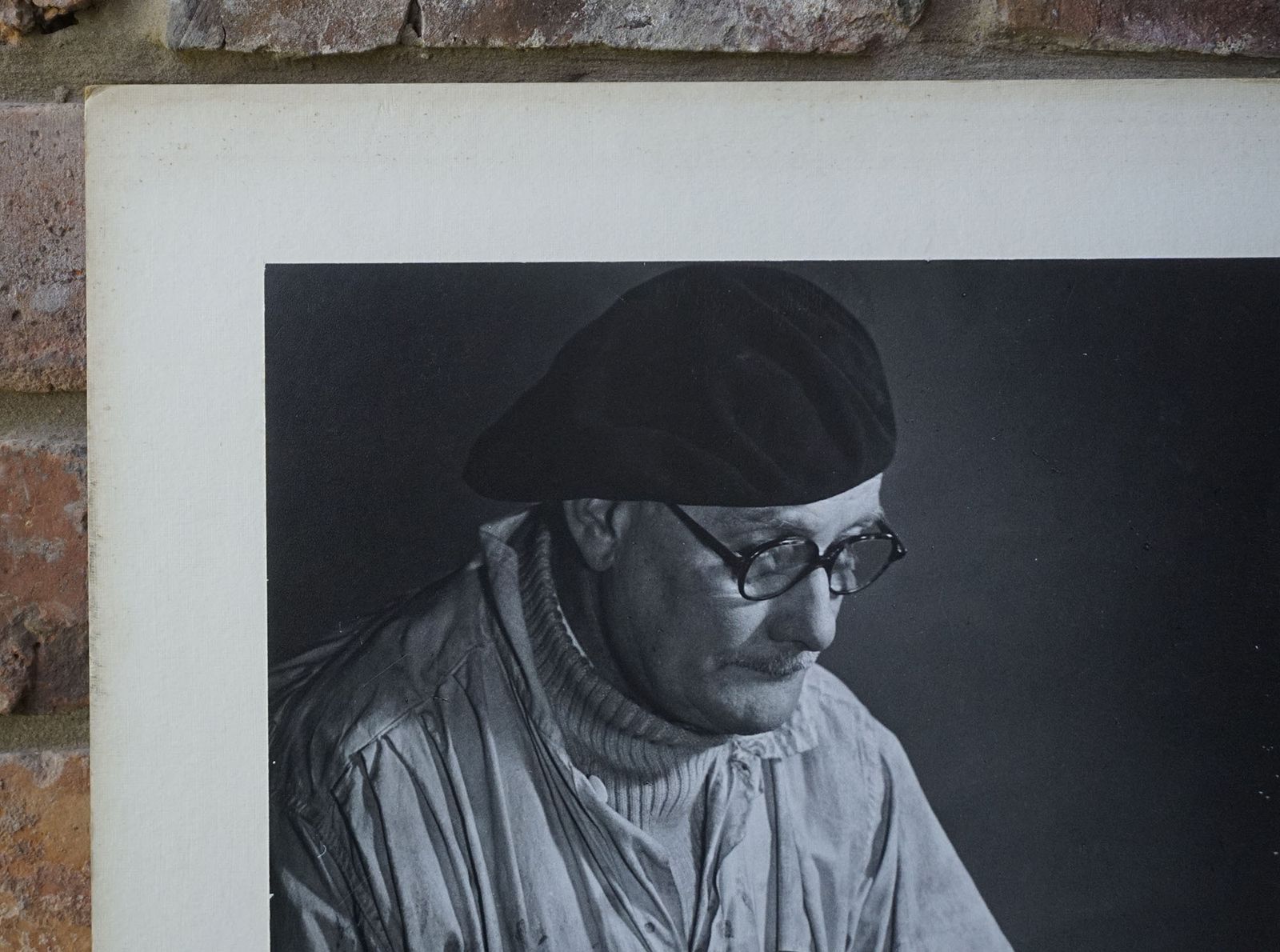 1968 Large Black & White Photograph 'Artist' Portrait With Original Exhibition Label Signed & Dated Fine Art Print photo vintage