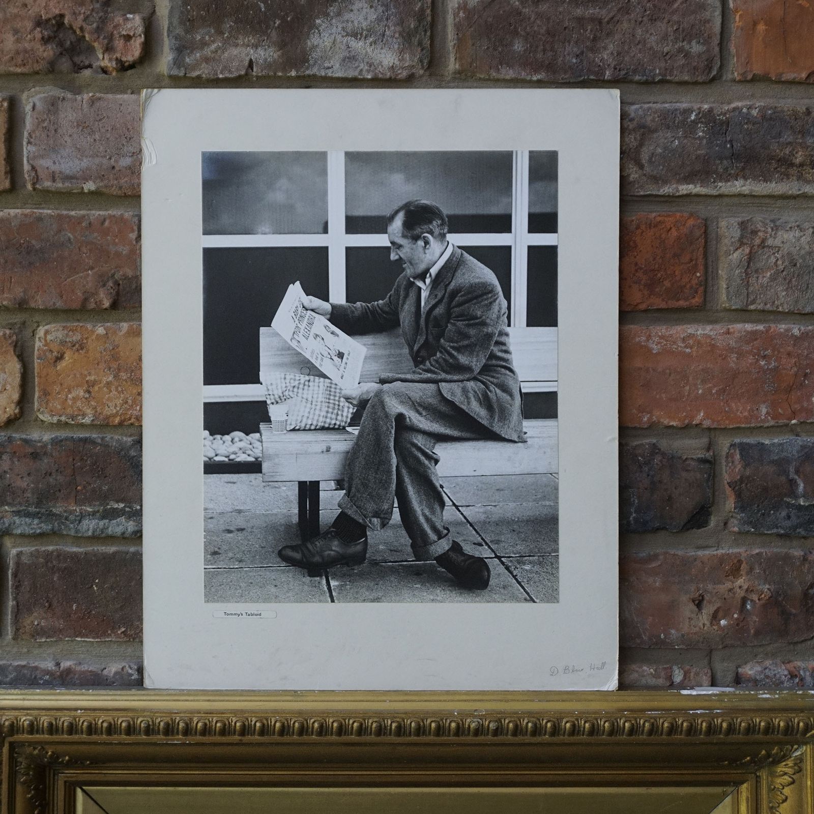 1966 Large Black & White Photograph Portrait 'Tommy's Tabloid' Documentary Realism Liverpool With Original Exhibition Label Signed & Dated Art Print photo furniture