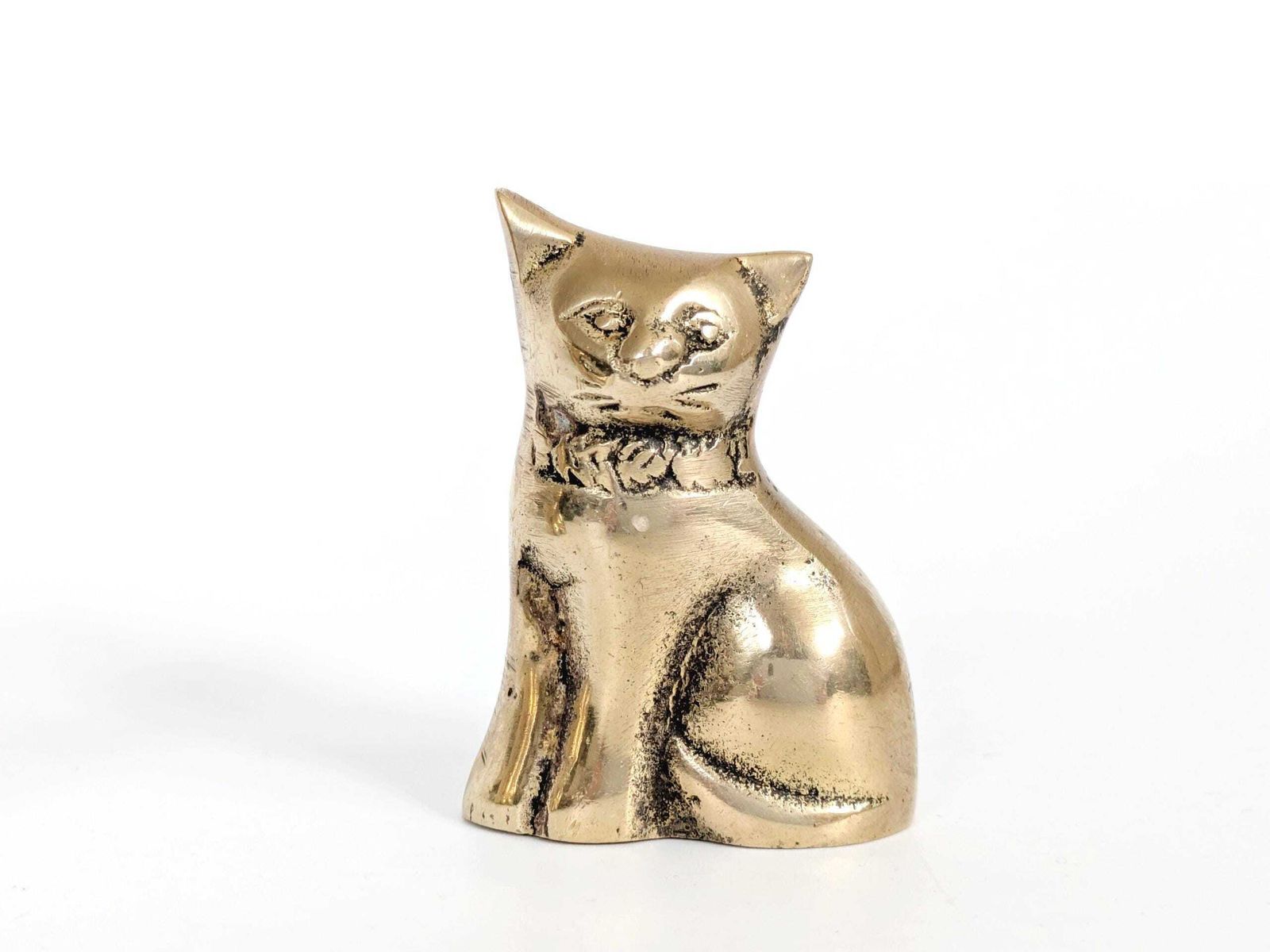 Mid-Century Messing Kattenfiguren – Vintage Massief Messing Kattenpaar – Decoratie photo vinterior