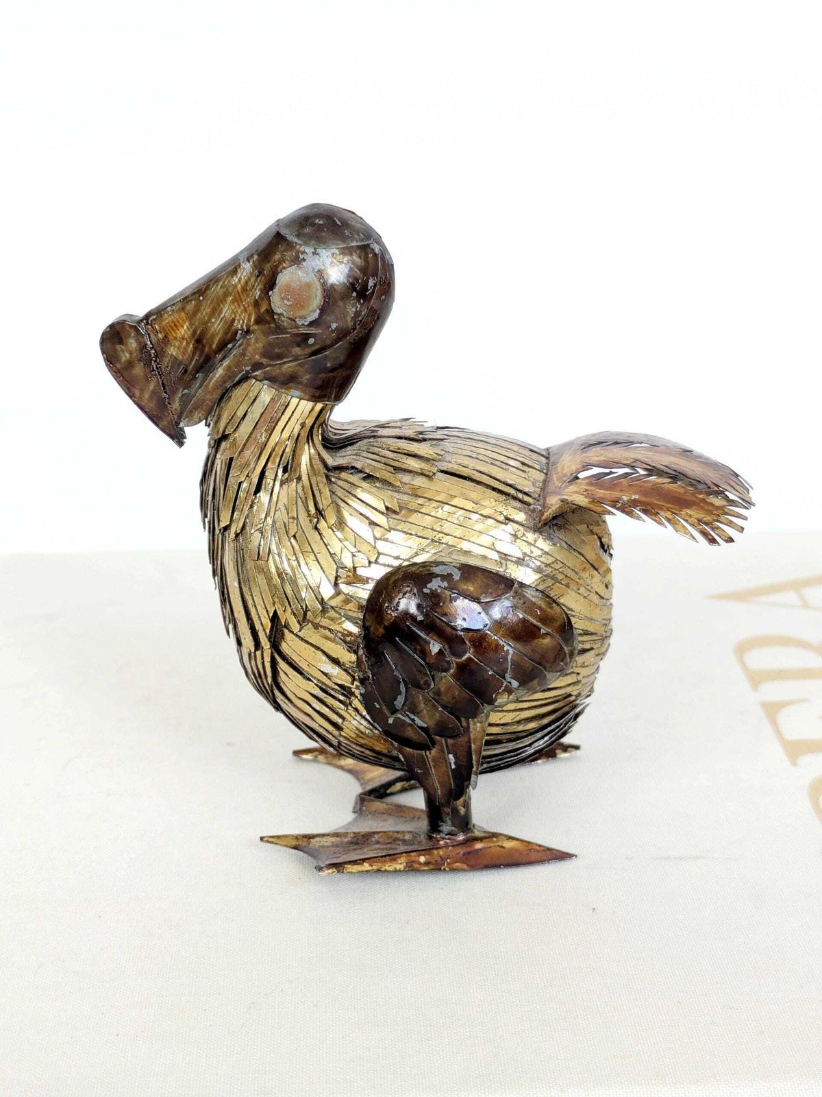 photo vintage Mid-Century Brutalist Dodo-vogelsculptuur in messing en koper, handgemaakt, gemengde metalen, jaren 1960