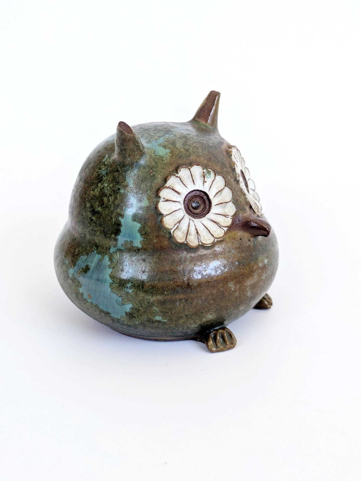 Mid Century Ceramic Owl Figurine Scandinavian Modern Paperweight Nordic Decor photo Art