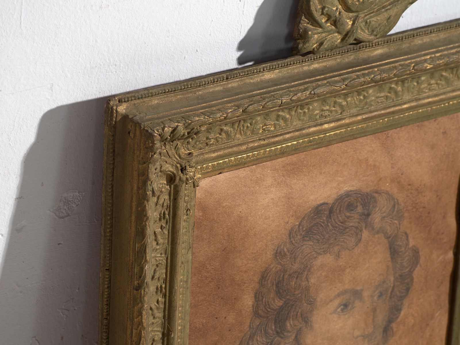 Antique Pencil Portrait In Gilded Frame – Central Europe, Circa 1840 photo furniture