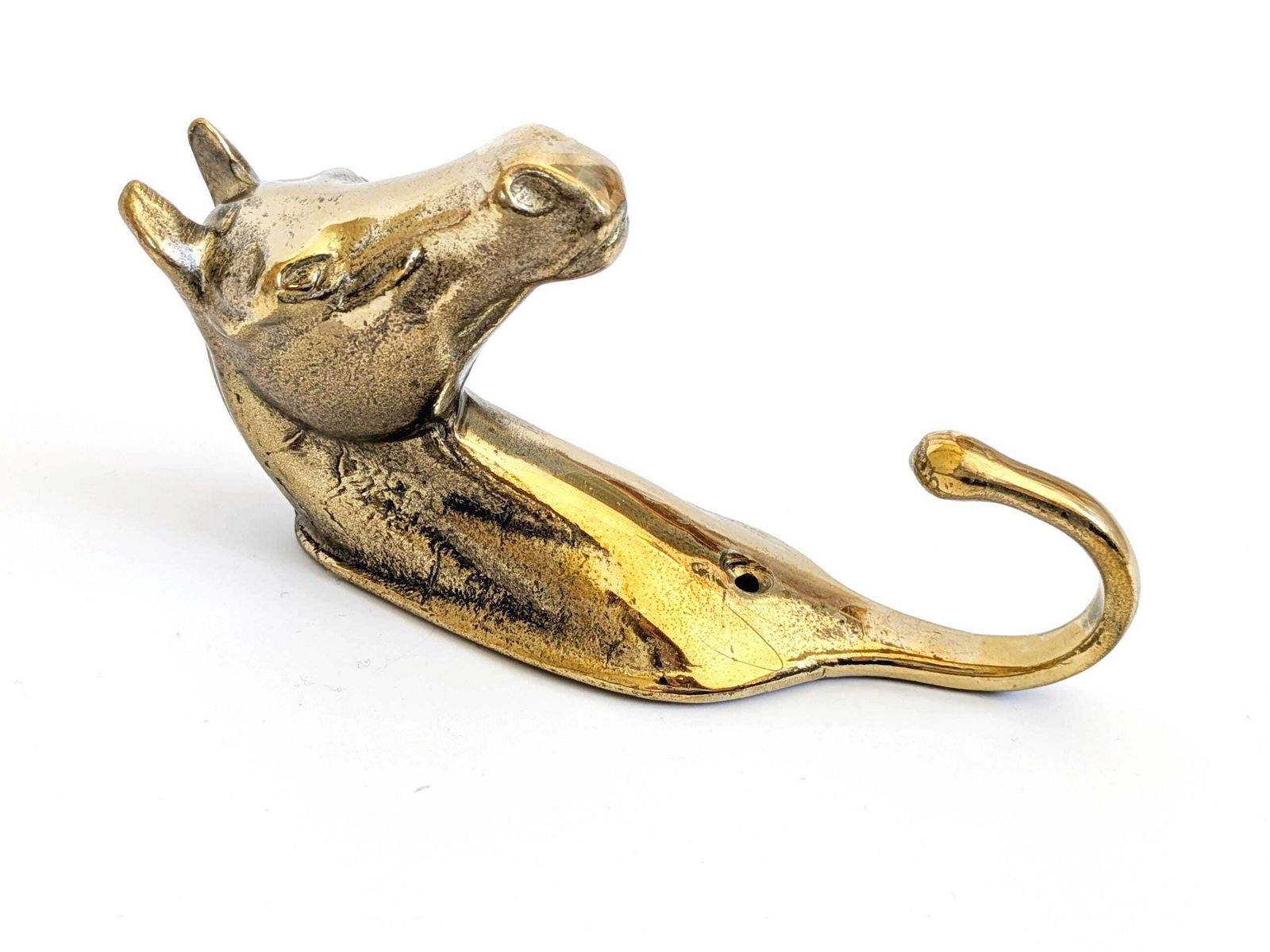 photo vinterior Set Of 3 Vintage Brass Horse Head Wall Hooks Equestrian Heritage Accent