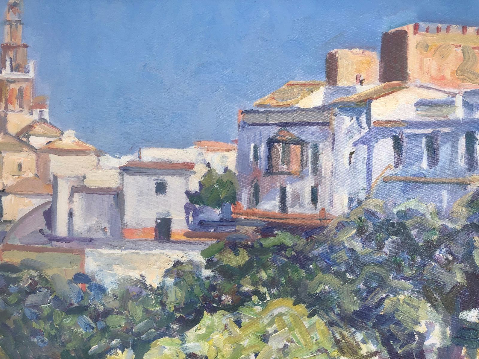 Rafael Duran Benet – Mediterraan Andalusisch stadsgezicht, Carmona, Spanje – Post-impressionistisch olieschilderij, 2005 photo vinterior