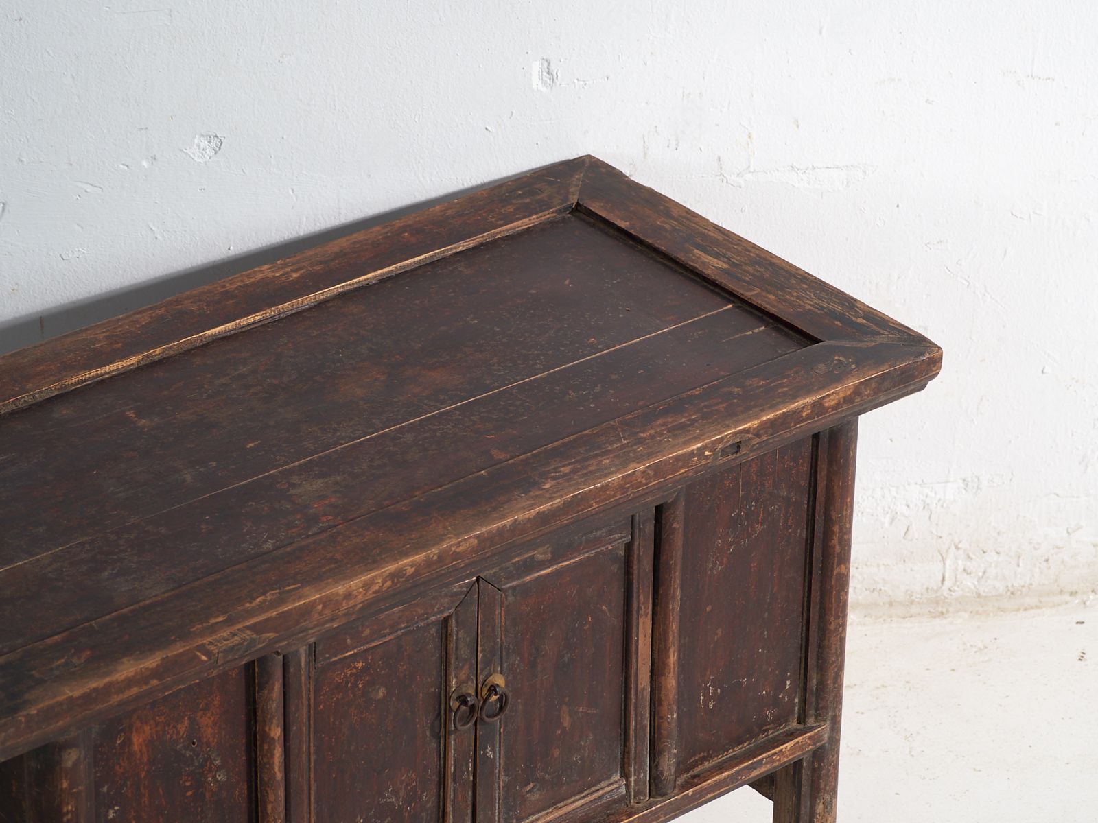 Antique Chinese Low Altar Cabinet With Two Doors And Dark Patina – China, Circa 1900 photo for sale