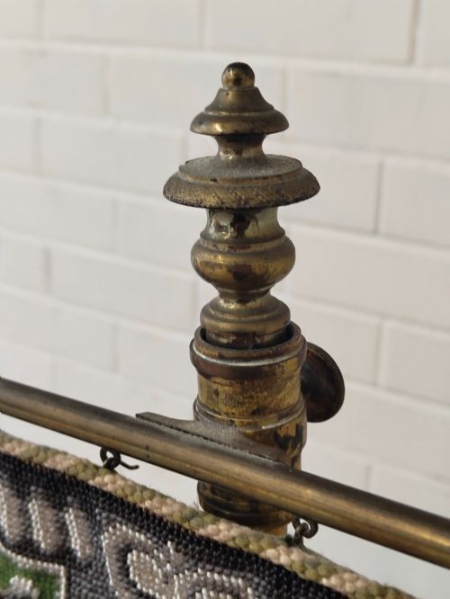 photo furniture Antique Victorian Country House Velvet Needlework Fireside Brass Pole Screen