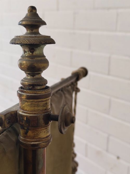 photo for sale Antique Victorian Country House Velvet Needlework Fireside Brass Pole Screen