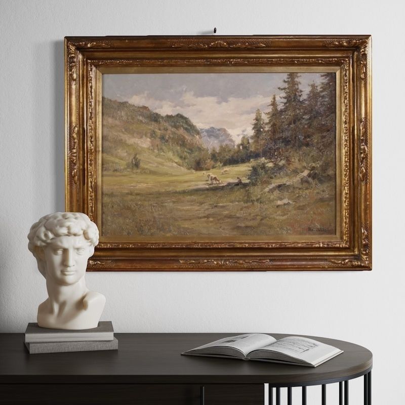 Italiaans landschapsschilderij, gesigneerd Giuseppe Gheduzzi, begin 20e eeuw photo buy