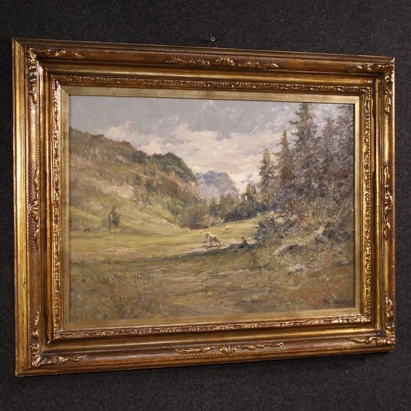 photo buy Italiaans landschapsschilderij, gesigneerd Giuseppe Gheduzzi, begin 20e eeuw
