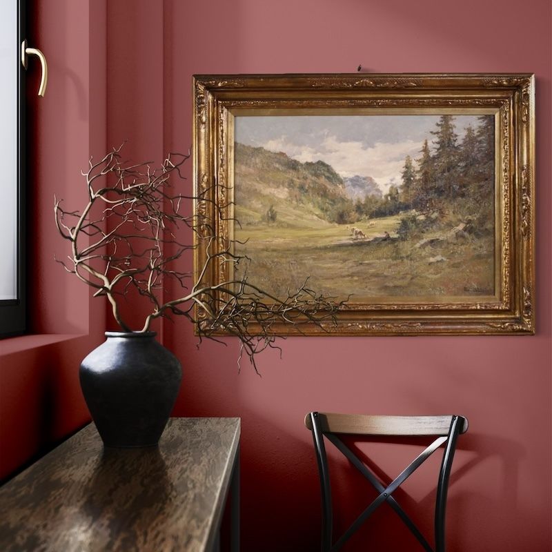 photo vintage Italiaans landschapsschilderij, gesigneerd Giuseppe Gheduzzi, begin 20e eeuw