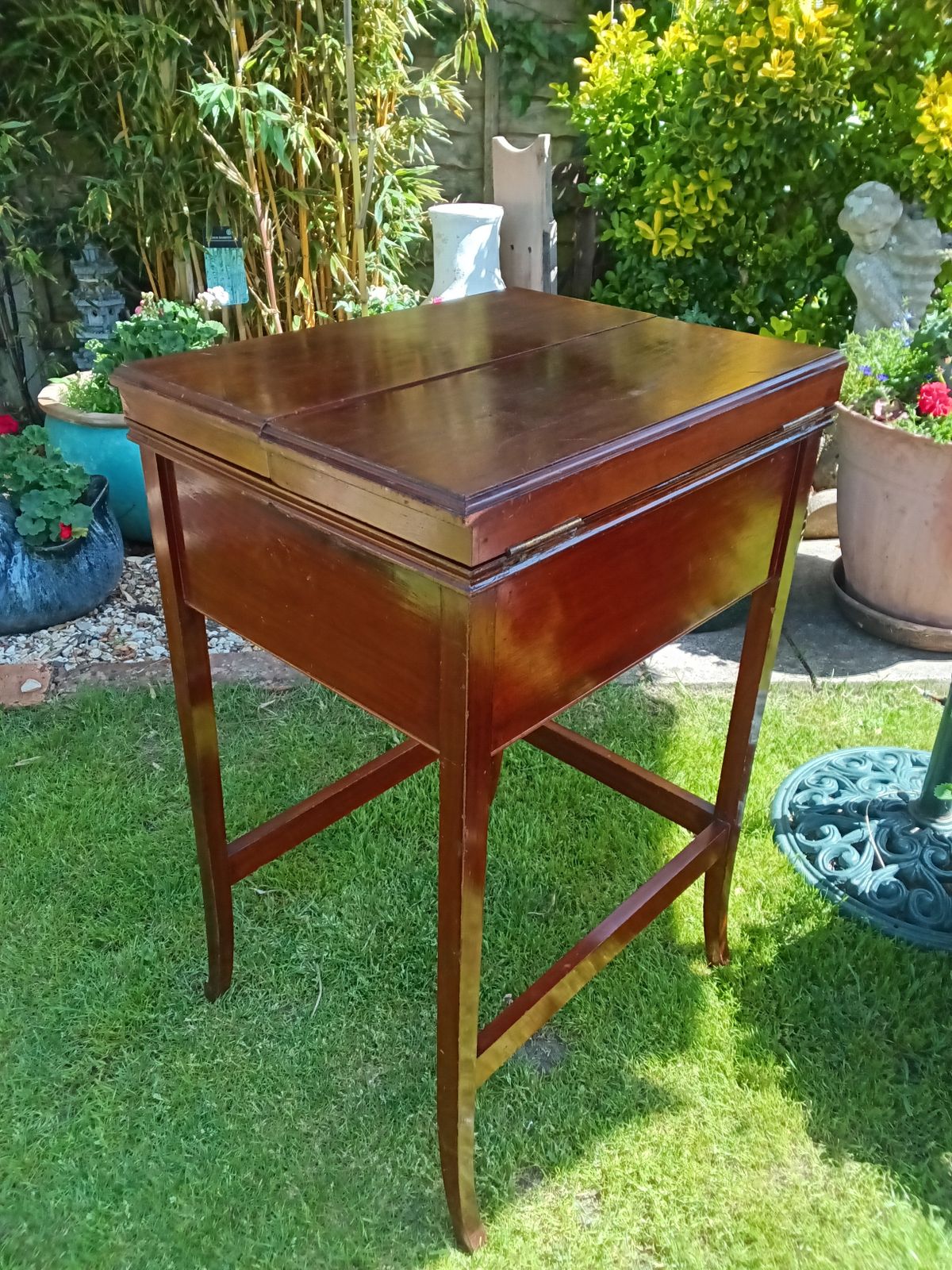 Edwardian Mahogany Ladies Foldover Writing Desk. photo furniture