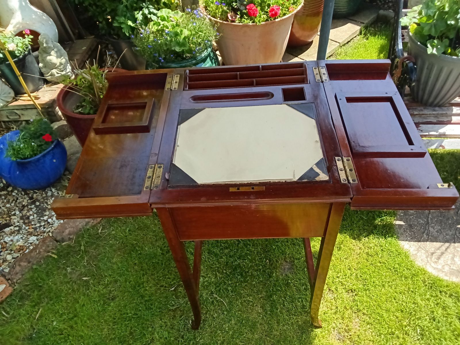 Edwardian Mahogany Ladies Foldover Writing Desk. photo Furniture