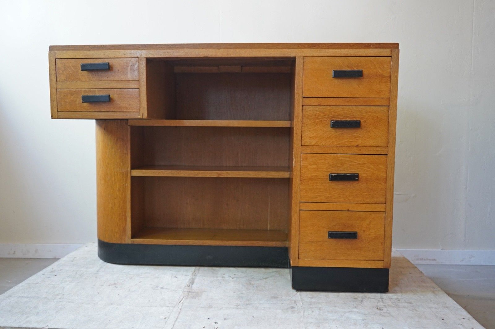 photo for sale Art Deco Oak Desk, England C.1930 40s