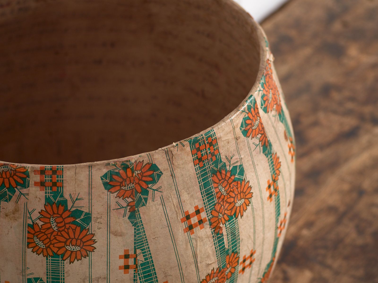 Antique Chinese Papier Mâché Basket With Floral Motifs – China, Circa 1930 photo for sale