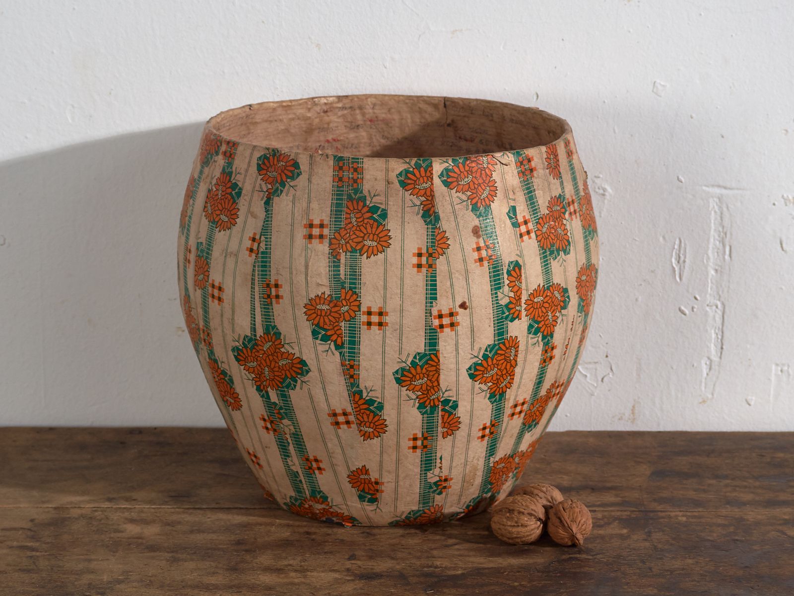 Antique Chinese Papier Mâché Basket With Floral Motifs – China, Circa 1930 photo Home Decor