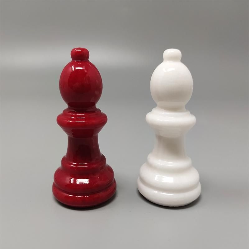 photo furniture 1970s Italian Volterra Alabaster Chess Set – Rare In Red & White. Made In Italy