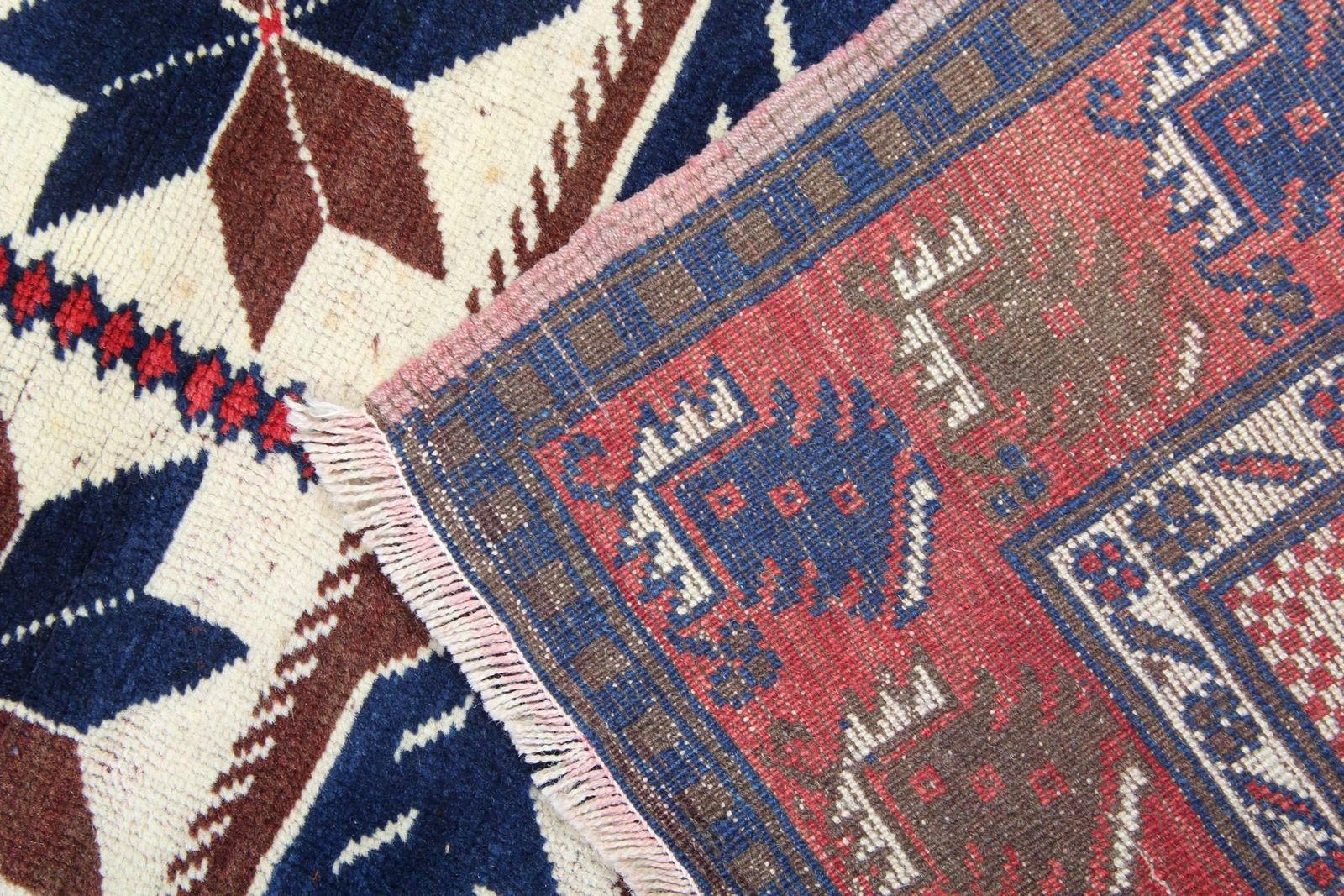 Handmade Carpets Vintage Rugs, Geometric Oriental Red Beige Area Rug photo Textiles