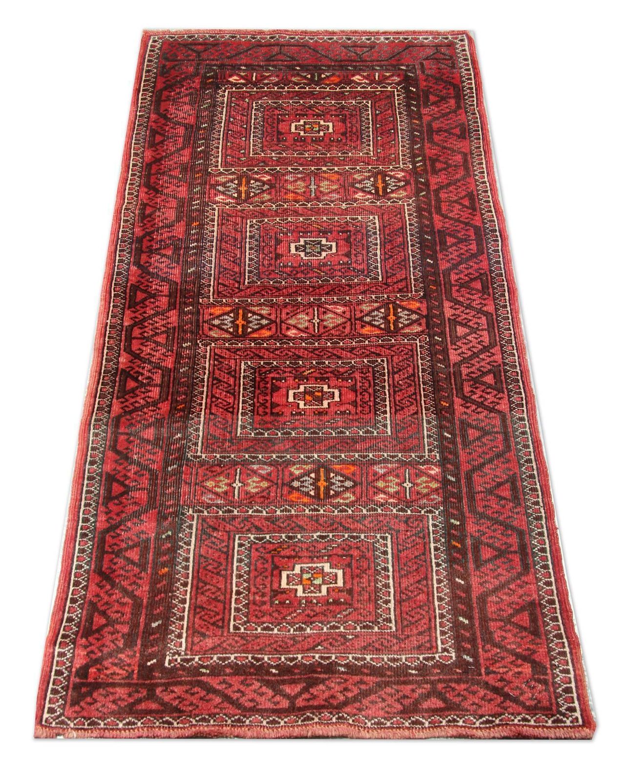 Handgemaakt tapijt, rood wol, rustiek vloerkleed, traditioneel tribaal vloerkleed photo for sale