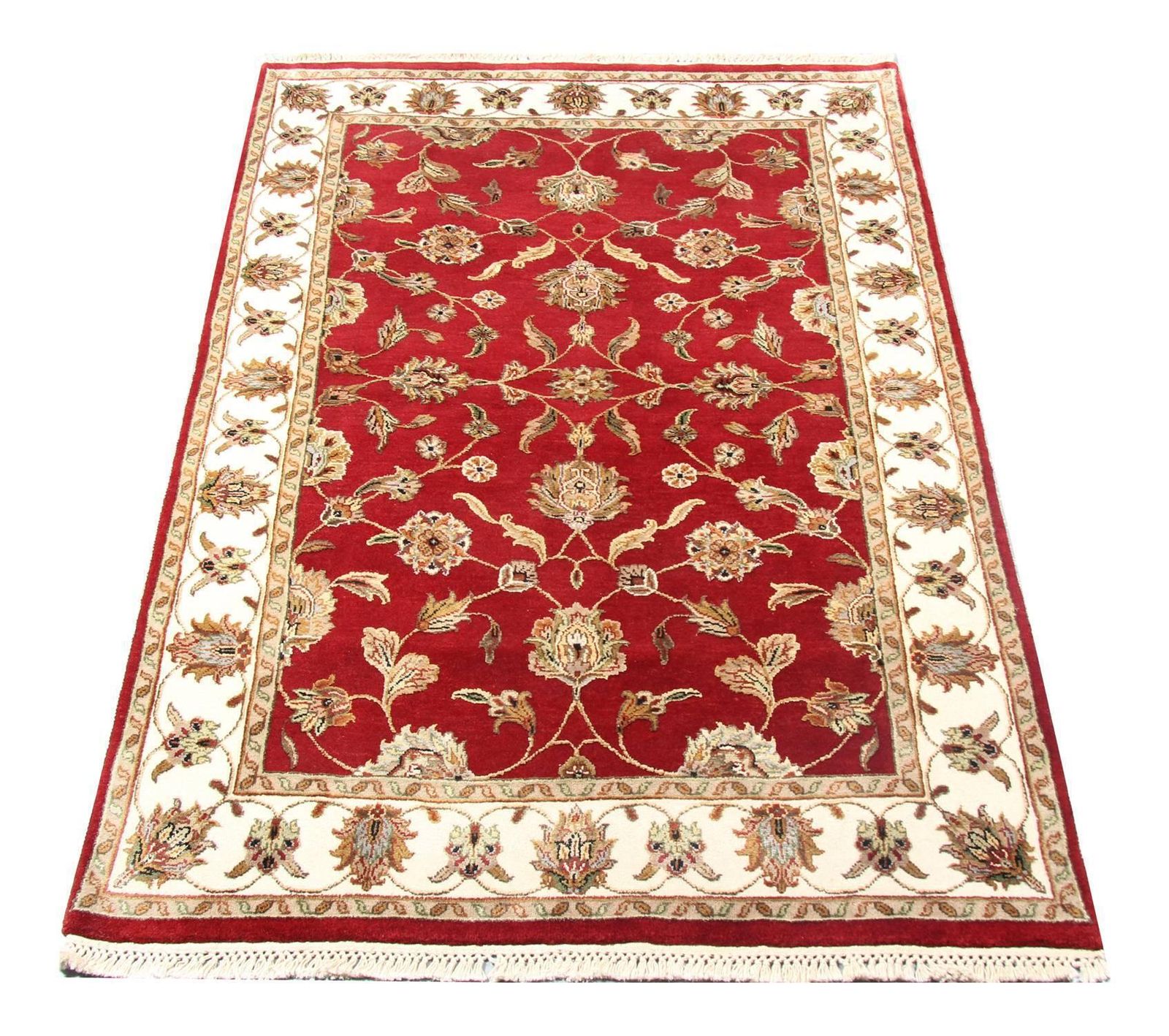 Rood Bloemen Vloerkleed, Traditioneel Handgemaakt Wollen Vloerkleed photo furniture