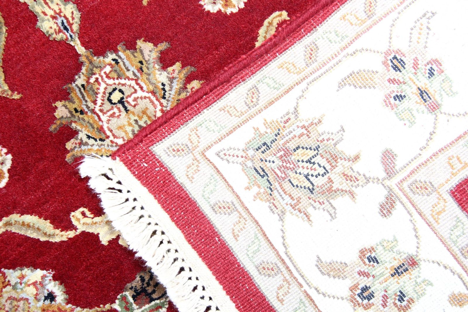 Rood Bloemen Vloerkleed, Traditioneel Handgemaakt Wollen Vloerkleed photo for sale