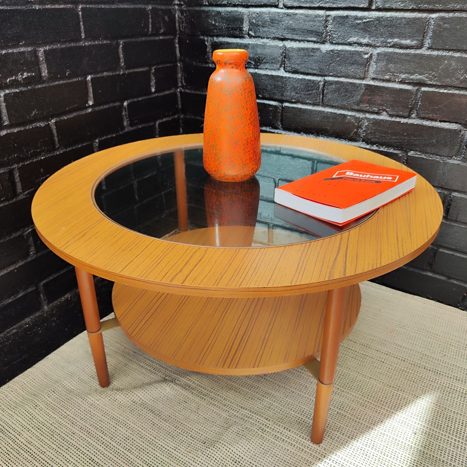 Mid Century Schreiber Coffee Table With Glass Inlay