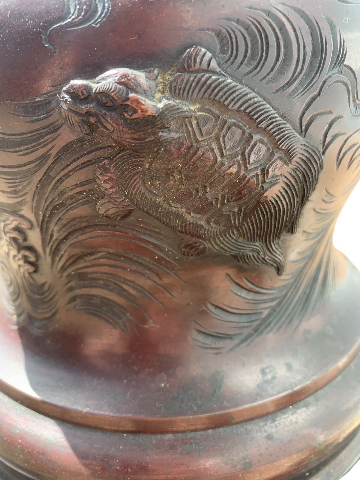 Antique Japanese Meiji Bronze Floor Lamp Base Oriental Dragon Turtle Light C1890 photo furniture