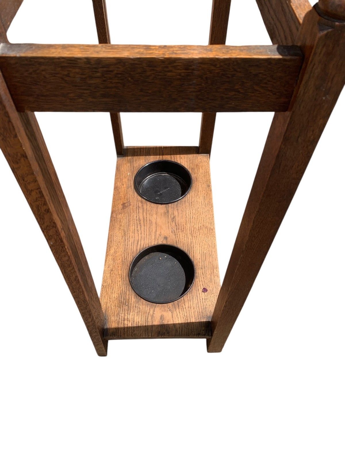 Antique Arts & Crafts Tall Oak Hall Stand Edwardian Umbrella Coat Rack  C.1900 photo Furniture