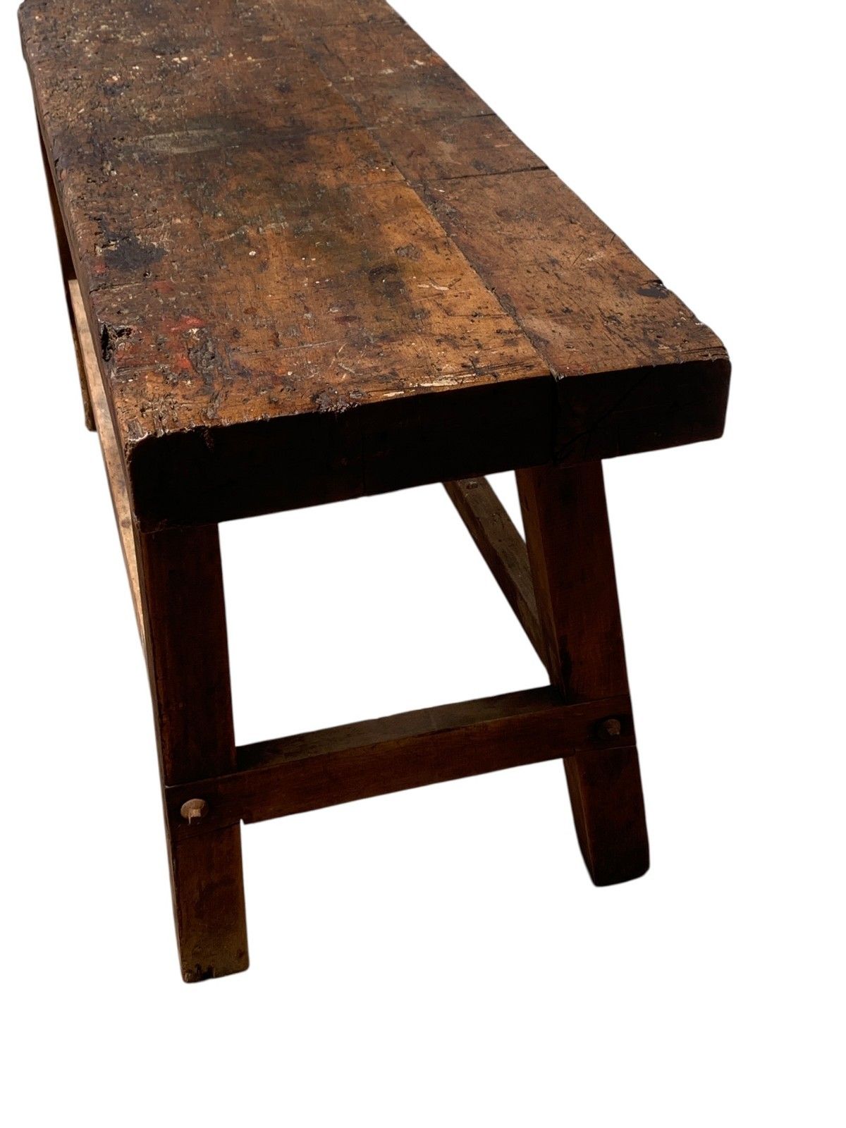 Vintage Industrial Timber Workbench Coffee Table Rustic Carpenter Bench Console photo buy
