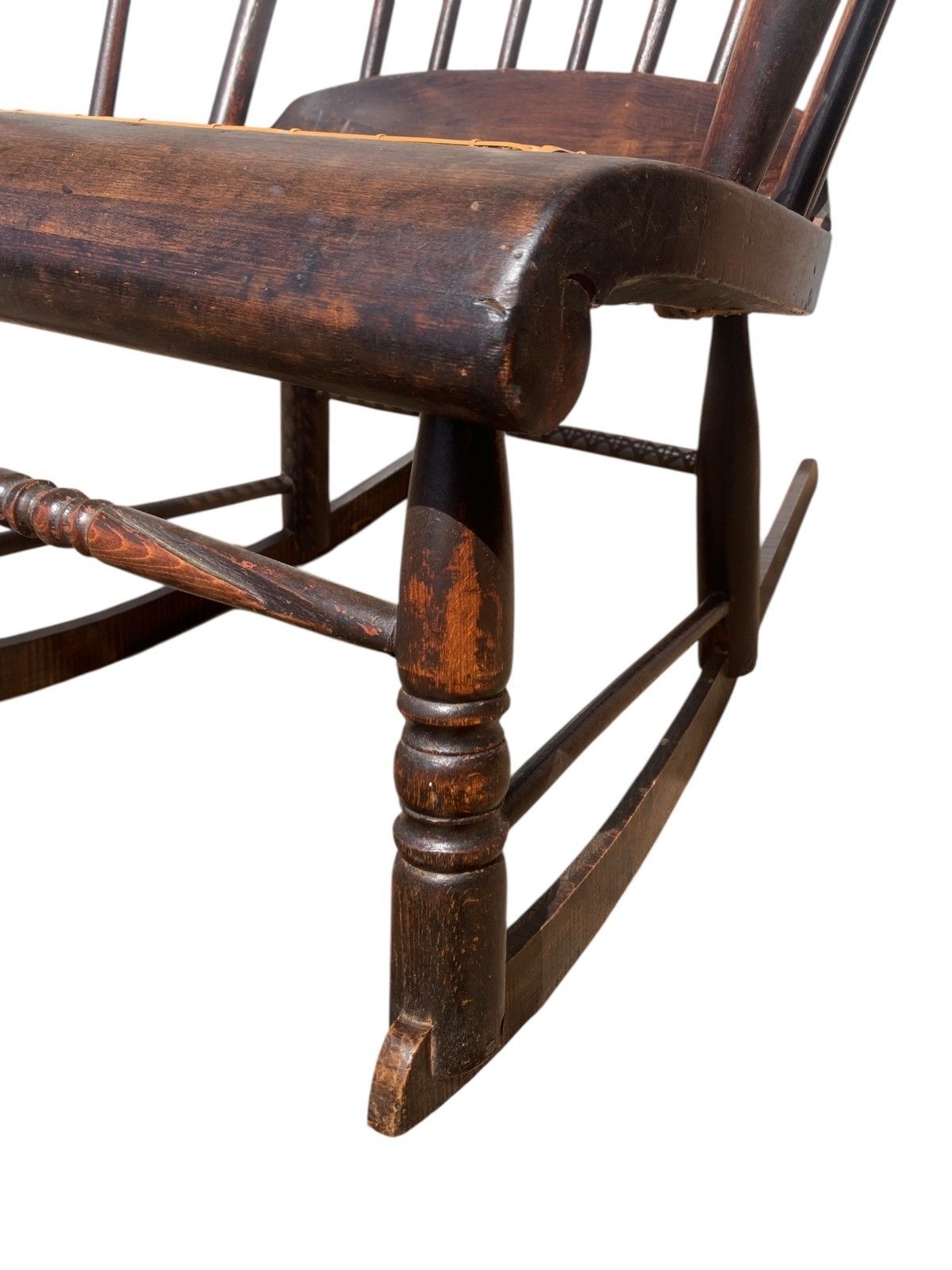 photo vinterior Antique Boston Rocker Chair & Matching Footstool C.1880 Victorian Windsor Cane