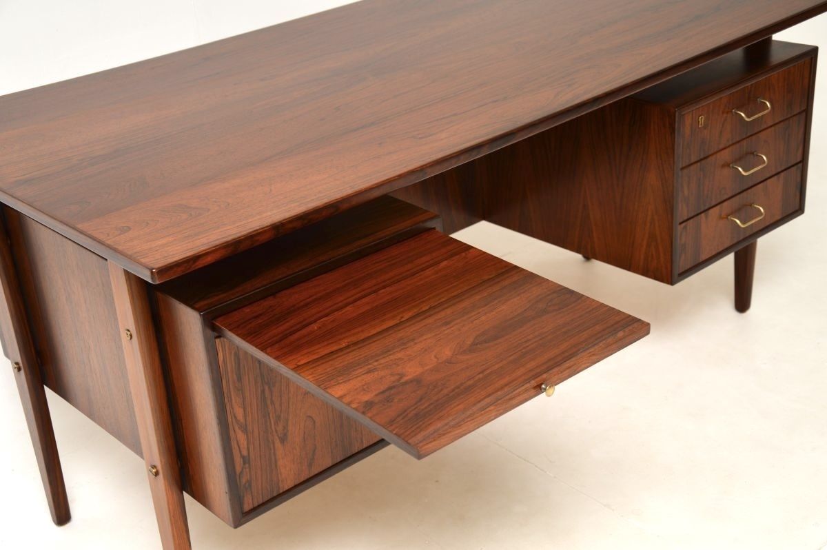 Danish Vintage Midcentury Rosewood And Brass Desk photo vintage
