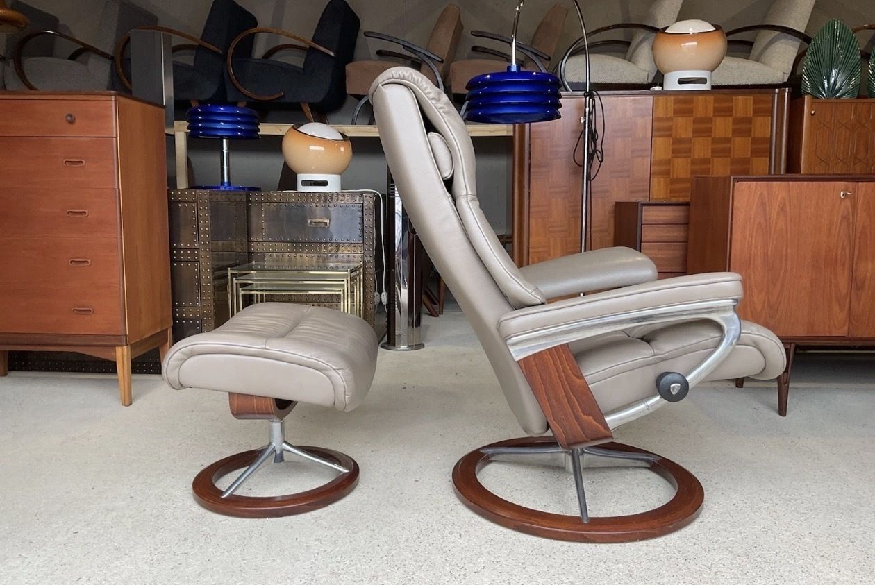 Ekornes Stressless Leather Recliner Armchair And Footstool Scandinavian Design photo Furniture