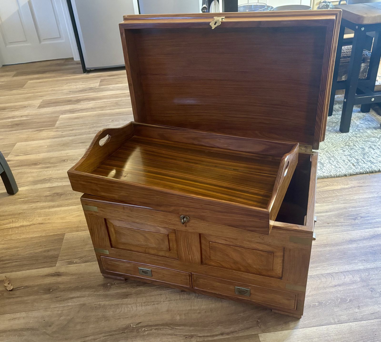Captains Chest, Rosewood With Brass Handles And Trim